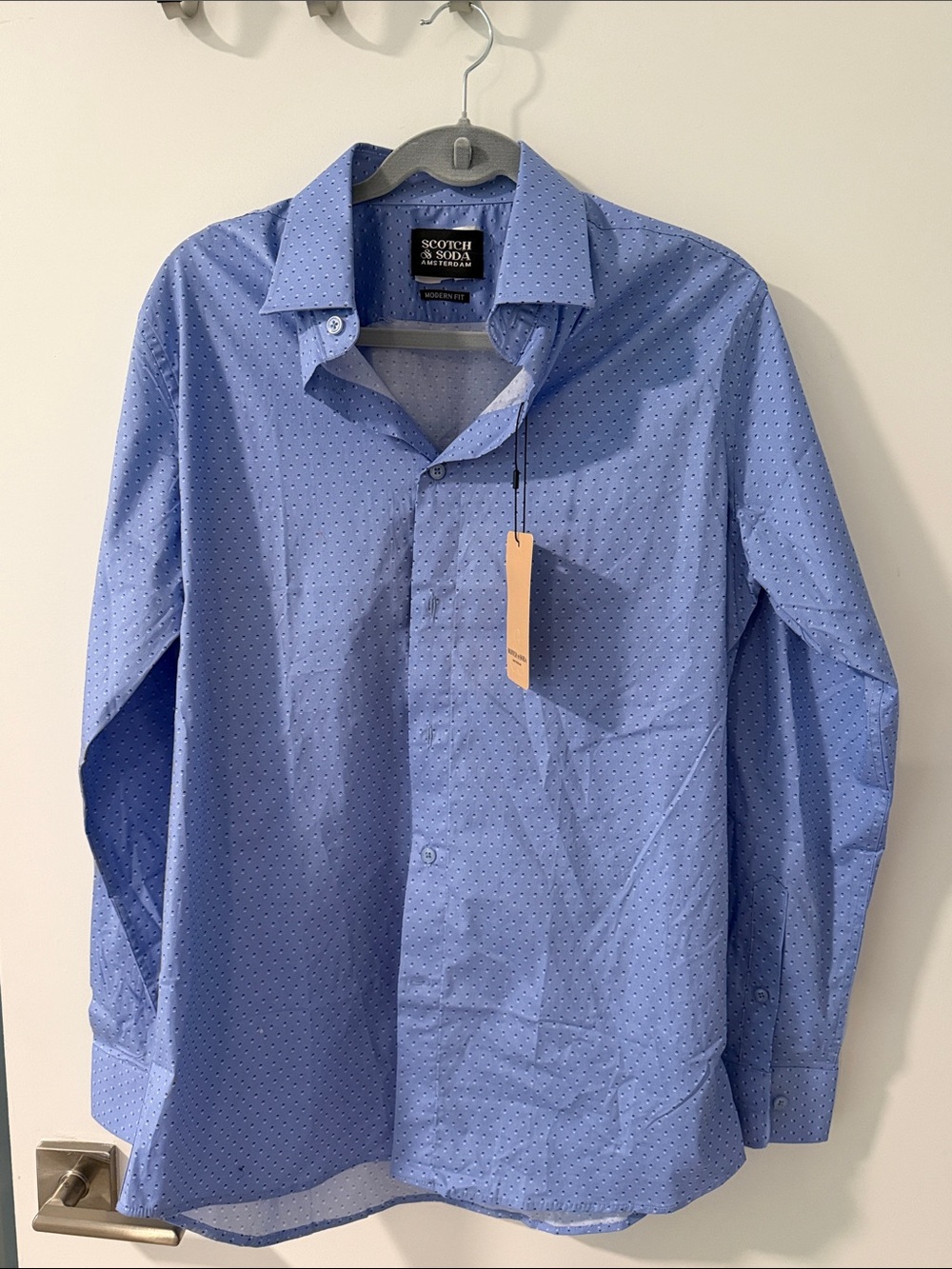 Scotch & Soda Blue Dot-Print Men’s Dress Shirt